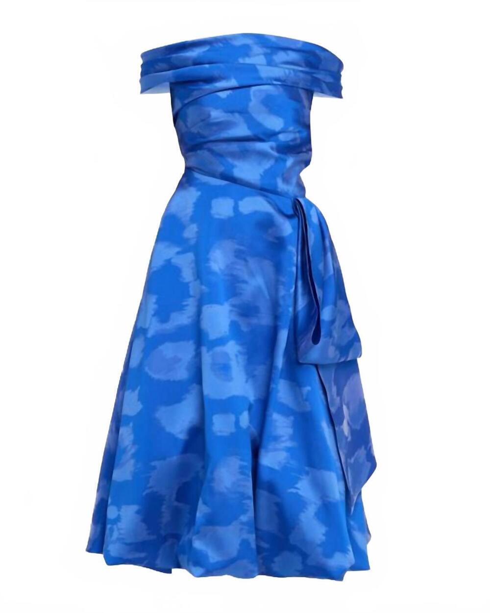 NEW TALBOT RUNHOF women's soft jacquard midi dress in periwinkle